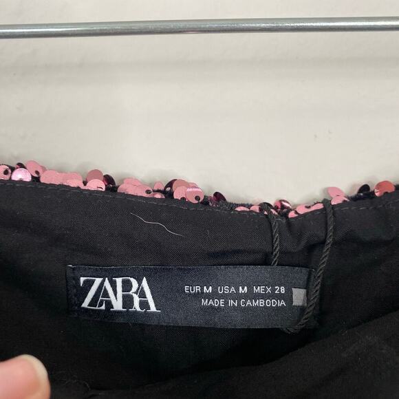 ZARA Sequin Dart Shorts Blogger Favorite Pink Size Medium NWT Party New Year's - Picture 3 of 5